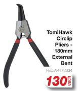 Tomi Hawk Circlip Pliers 180mm External Bent FED.AKT73334-Each