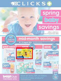 Clicks : Spring Baby Savings (15 Aug - 11 Sep 2016), page 1