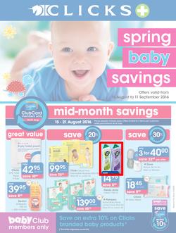 Clicks : Spring Baby Savings (15 Aug - 11 Sep 2016), page 1