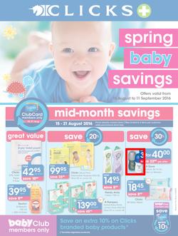 Clicks : Spring Baby Savings (15 Aug - 11 Sep 2016), page 1