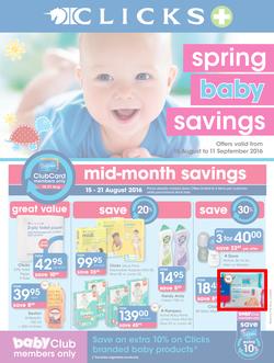 Clicks : Spring Baby Savings (15 Aug - 11 Sep 2016), page 1
