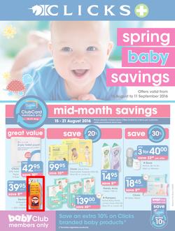 Clicks : Spring Baby Savings (15 Aug - 11 Sep 2016), page 1