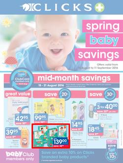 Clicks : Spring Baby Savings (15 Aug - 11 Sep 2016), page 1