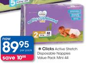 Clicks Active Stretch Disposable Nappies Value Pack Mini-44's-Per Pack