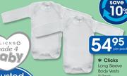 Clicks Long Sleeve Body Vests 2 Pack-Per Pack