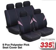9 Pce Polyester Pink Seat Cover Set FED.TY1662PK-Per Set