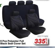 9 Pce Polyester Full Black Seat Cover Set FED.TY1809-Per Set