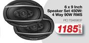 Pioneer 6 x 9 Inch Speaker Set 450W: 4 Way 90W RMS PIO.TSA6960F-Per Set
