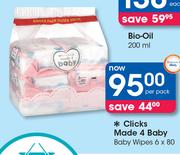 Clicks Made 4 Baby Baby Wipes-6 x 80 Per Pack