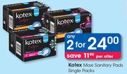 Kotex Maxi Sanitary Pads Single Packs-For 2