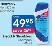 Head & Shoulders Shampoo-400ml Each