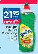 Sunlight Ultra Gel Dishwashing Liquid-750ml Each