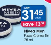 Nivea Men Face Creme Tin-75ml Each