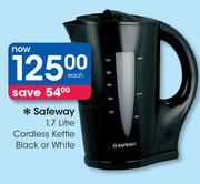 Safeway 1.7Ltr Cordless Kettle Black Or White