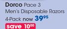 Dorco Pace 3 Men's Disposable Razors 4 Pack-Per Pack