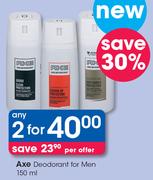 Axe Deodorant For Men-2x150ml