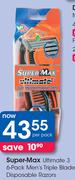 Super-Max Ultimate3 6-Pack Men's Triple Blade Disposable Razors-Per Pack