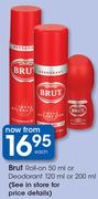 Brut Roll-On 50ml Or Deodorant 120ml Or 200ml-Each