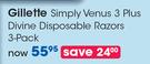 Gillete Simply Venus 3 Plus Divine Disposable Razors 3 Pack-Each