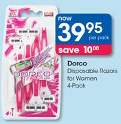 Dorco Disposable Razors For Women 4 Pack-Per Pack