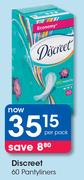 Discreet 60 Pantyliners-Per Pack
