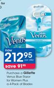 Gillette Venus Blue Razor For Women Plus A 4 pack Of Blades-Per Offer