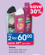 Radox Foam Bath 500ml & Body Wash 400ml-For 2