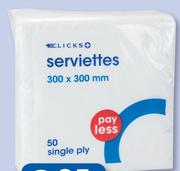 Clicks Serviette 50 Single Ply-Per Pack