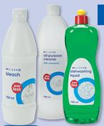 Clicks Bleach, All-Purpose Cleaner Or Dishwashing Liquid-750ml Each