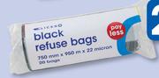 Clicks 20 Black Refuse Bags-Per Roll