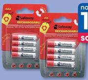 Safeway Rechargeable AA Or AAA Batteries-4's Pack