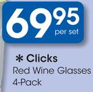 Clicks 4 Pack Red Wine Glasses-Per Set