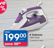 Pineware Safeway 1800 Watt Ceramic Iron-Each