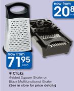 Clicks 4-Sided Square Grater Or Black Multifunctional Grater-Each