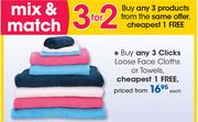 Clicks Loose Face Cloths Or Towels-Each