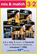 Duracell Plus Or Ultra Power Batteries-Per Pack