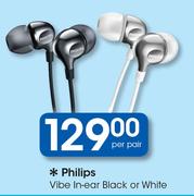 Philips Vibe In-Ear Black Or White-Per Pair