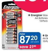 Energizer Max AA Batteries 10 Pack-Per Pack