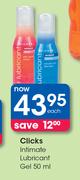 Clicks Intimate Lubricant Gel-50ml Each
