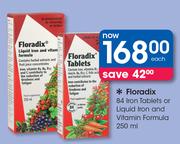 Floradix 84 Iron Tablets Or Liquid Iron And Vitamin Formula 250ml-Each