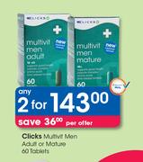 Clicks Multivit Men Adult Or Mature 60 Tablets-For 2