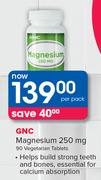 GNC Magnesium 250mg-90 Vegetarian Tablets