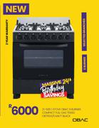 Obac 6 Burner Compact Full Gas 76x60 Matt Black Stove OB760G 21-585