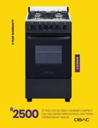 Obac 4 Burner Compact Full Gas 50x50 OB500G/SFull Gas 76x60 OB760G/SMATT Black Stove 21-582