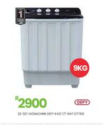 Defy 9Kg T/T WHT W/Machine DTT169 22-321
