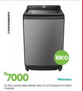 Hisense 18Kg T/L Titanium W/Machine WT5T1825DT/WTY1802T 22-302