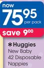 Huggies New Baby 42 Disposable Nappies-Per Pack