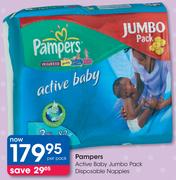 Pampers Active Baby Jumbo Pack Disposable Nappies-Per Pack