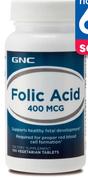 GNC Folic Acid 400mcg 100 Tablets-Per Pack