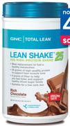 GNC Total Lean Lean Shake 25 Chocolate, Vanilla Or Cookies & Cream-832g Each